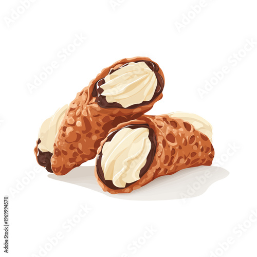 Minimal 2D flat vector of a Cannoli, icon-style illustration on a white background