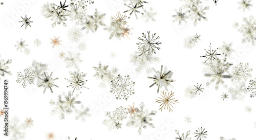 Falling snowflakes on white...