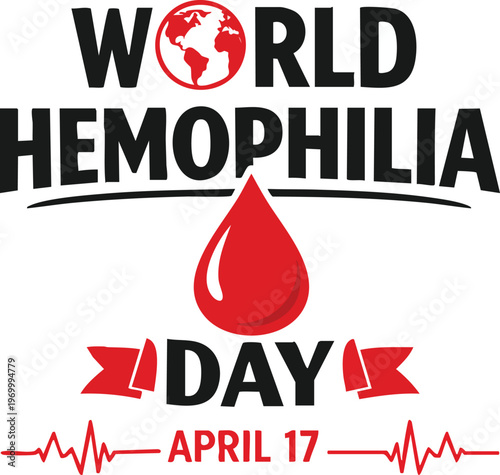 World hemophilia day logo with red drop and globe