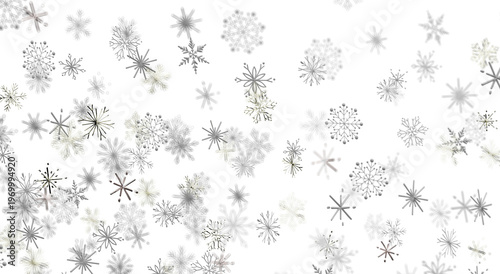 Falling snowflakes on white...