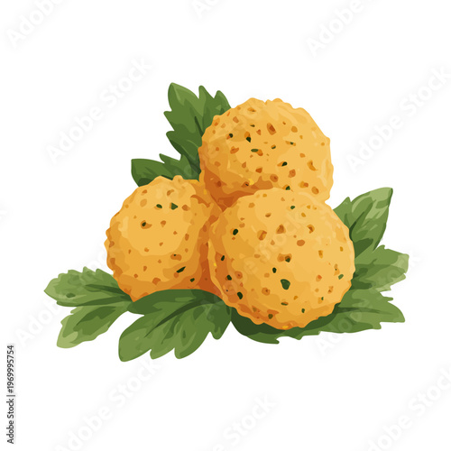 2D flat vector graphic of a Falafel in icon style, isolated on white background