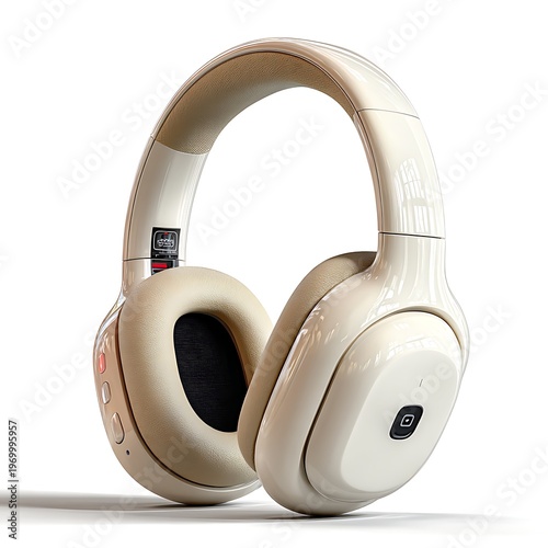 Elegant white stereo headset closeup high resolution picture