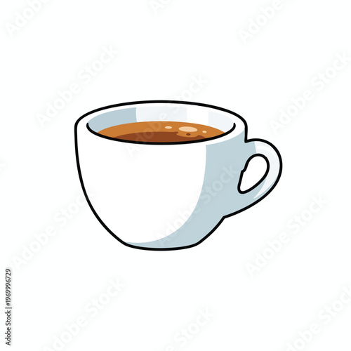 A simple illustration of a white cup filled with brown coffee