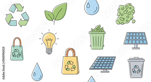 Eco friendly icons on white background.
