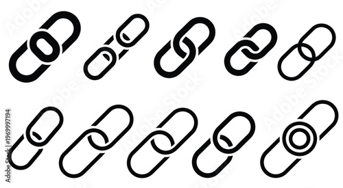 Chain, vector illustration featuring linked metal elements, symbolizing connection, strength, security, durability, and industrial design concepts in clean modern style.