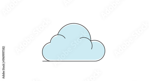 Light Blue Cloud Icon Illustration.