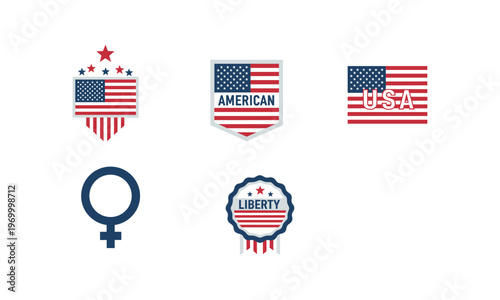 Symbols representing american pride and feminist identity
