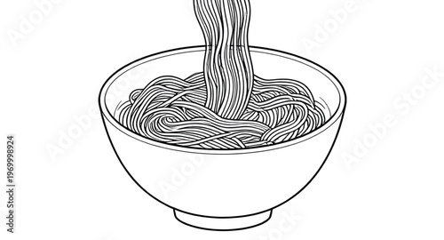 noodles line drawing, noodle bowl illustration, ramen line art, pasta bowl drawing, food line illustration, noodle sketch, bowl with noodles, noodle outline icon, ramen bowl illustration, asian food d