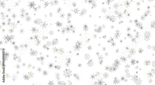 Falling snowflakes on white, perfect for seasonal designs. Festive winter wallpaper, Christmas or N