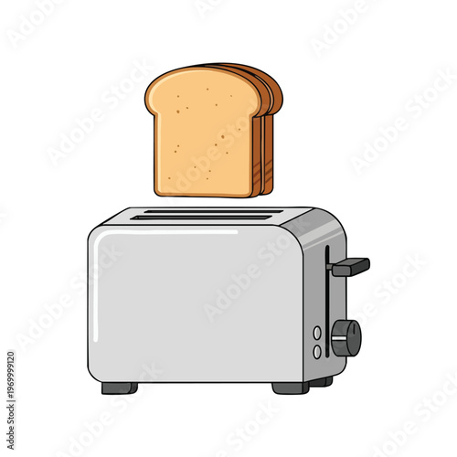 A silver toaster with two slices of bread popping up from its slots