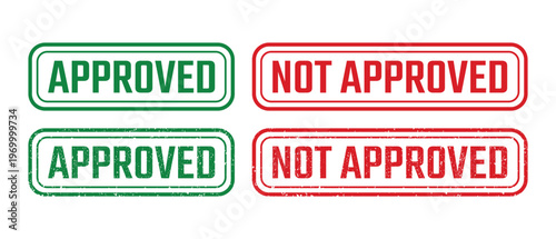 Approved and not approved stamps a visual representation of status