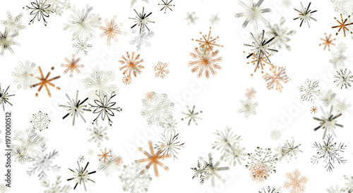 Abstract snowflake pattern on white backdrop. Ideal for winter, Christmas, and festive designs. Perf