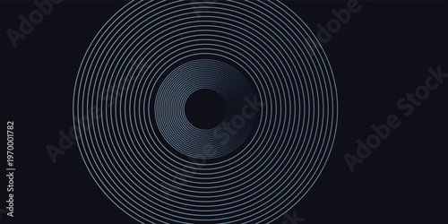 Blue abstract background with glowing circles. Swirl circular lines pattern. Geometric spiral. Twirl element. Modern graphic design. Futuristic technology concept.