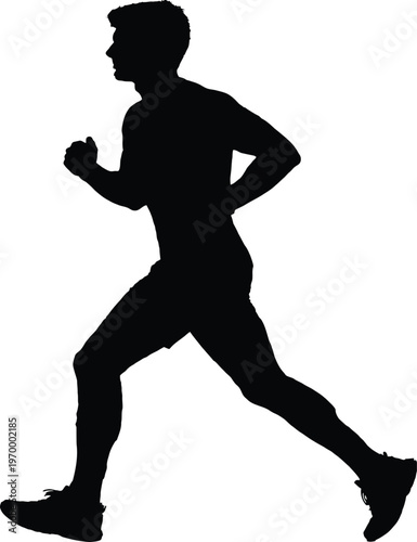 Silhouettes of man and woman running and dancing group illustration artwork