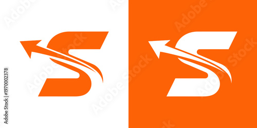 Orange and white speed arrow logos.