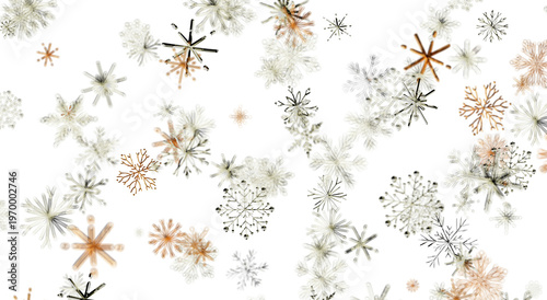 Artistic illustration of snowflakes. Ideal for winter, Christmas, holidays, and seasonal designs.