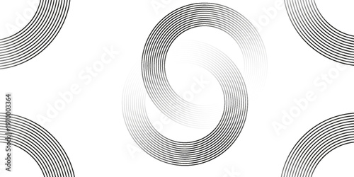 White geometric abstract background overlapping layers on bright space with line effect decoration. Circle style concept modern graphic design element for banner, flyer, card.