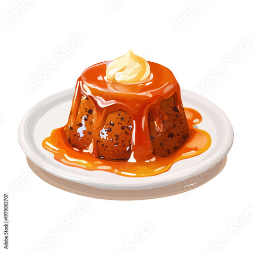 Malva Pudding, presented as a modern flat 2D vector icon graphic on a white background