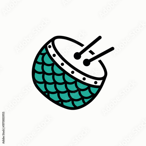 Traditional Drum Icon Minimal Flat Design