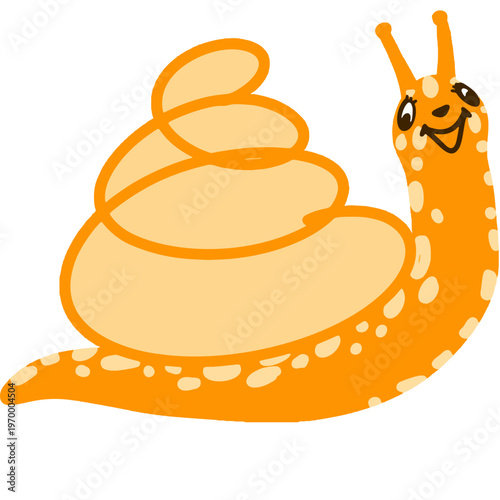 Cute Orange Snail Minimal Flat Icon Illustration Clean Style