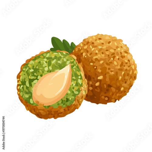 Minimalist 2D vector icon representation of a Falafel, displayed on a pure white background
