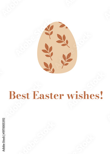 Greeting card with decorated Easter egg featuring botanical pattern and "Best Easter wishes!" text