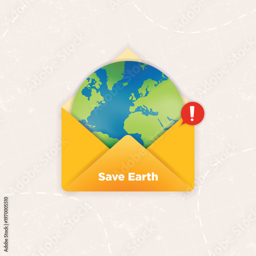 Save Earth Message Concept for Earth Day. Environmental Care Poster.