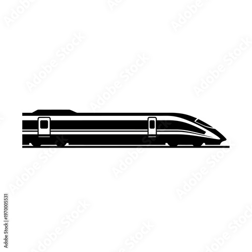 Sleek High-Speed Train Illustration in Black and White.