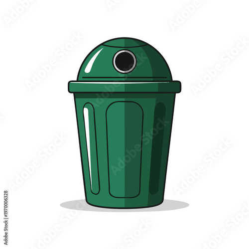 Green outdoor trash can with a domed lid featuring a circular opening