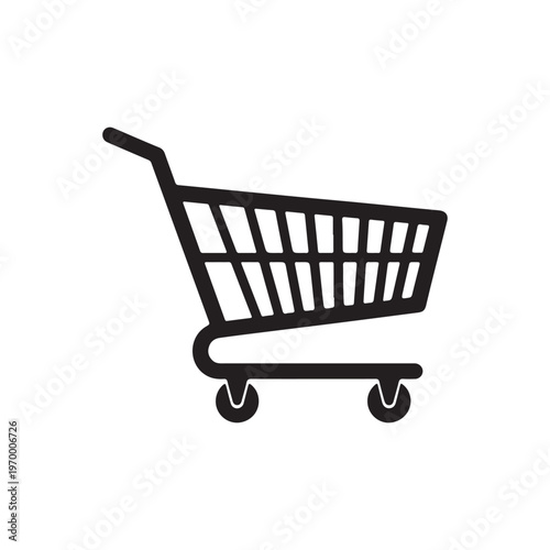 Empty shopping cart silhouette isolated on white background. Shopping cart icon vector illustration