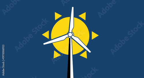 Wind turbine renewable energy icon symbol.