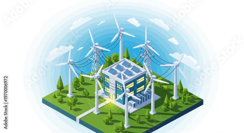 Wind Turbines Generating Renewable Energy Electricity.