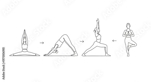 Woman doing yoga poses sequence.
