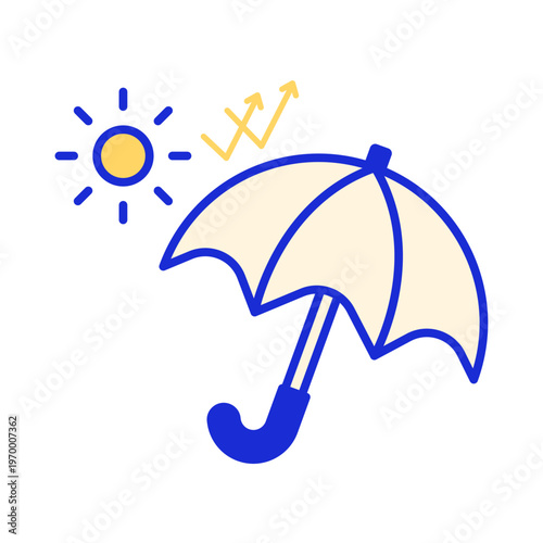 日差しと日傘の熱中症対策アイコン（紫外線対策）