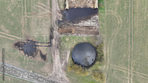 Bild auf Leinwand Manure lagoon storage tank pit submerged slurry collect and store liquid livesto