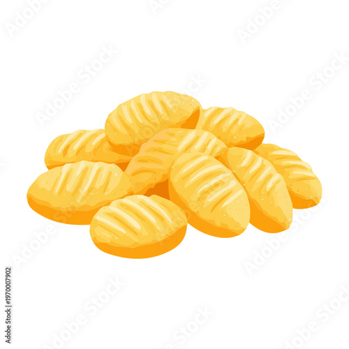 Minimal 2D flat vector of a Gnocchi, icon-style illustration on a white background
