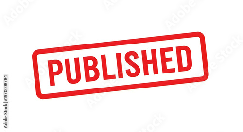 A bold red published stamp indicating official approval or completion of a document or article