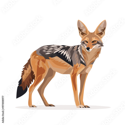 Flat 2D Jackal vector illustration, icon graphic on white background