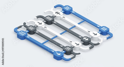 Industrial robotic automation equipment assembly line.