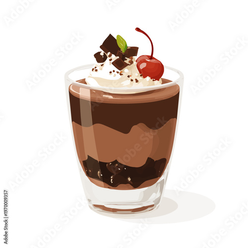 Minimal 2D flat vector of a Chocolate Mousse, icon-style illustration on a white background