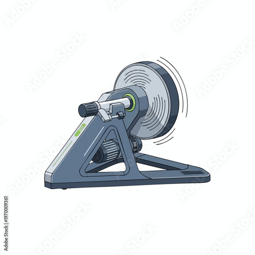 Stationary exercise device with spinning wheel and adjustable tension knob