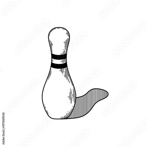 hand drawn single bowling pin line art vector illustration