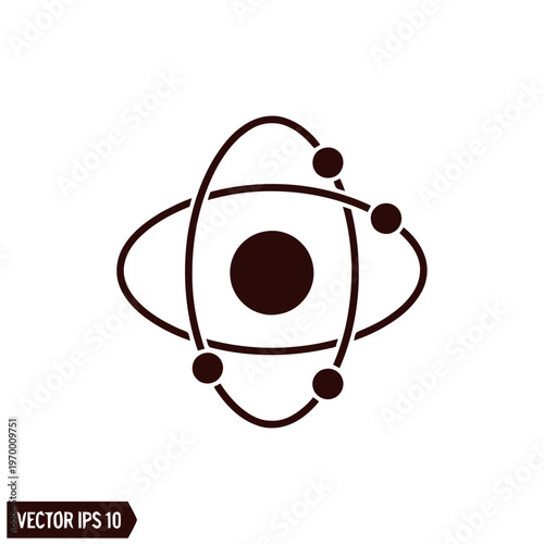 Simplistic graphical representation of an atom, featuring a central nucleus and orbiting electrons, symbolizing scientific principles, fundamental particles, and modern technology research