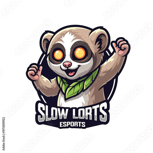 Cute panda mascot with green scarf for esports team logo