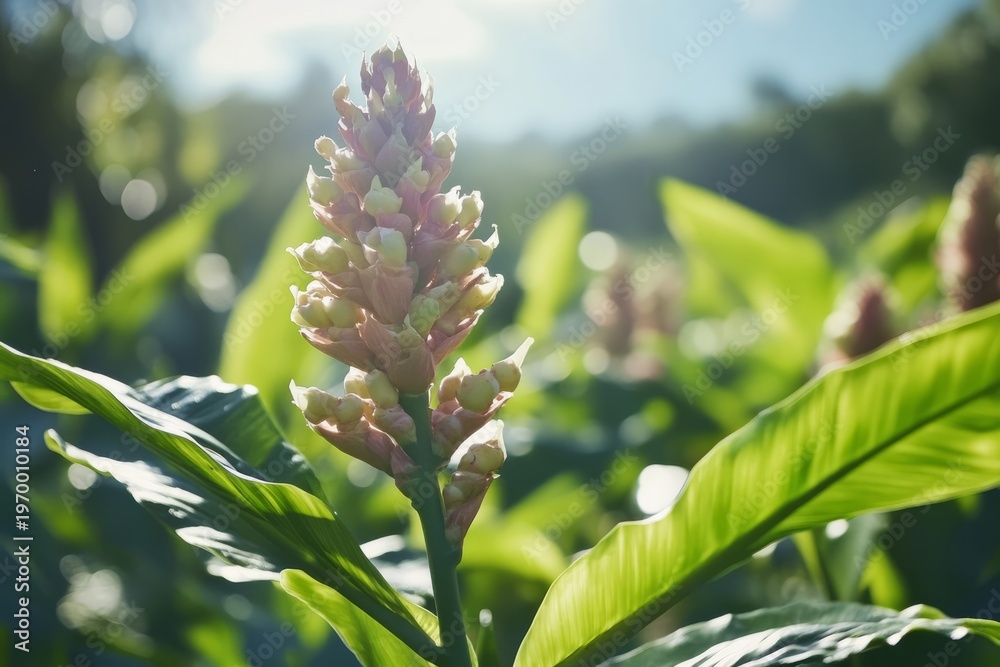 Fototapeta premium Growing ginger harvest at sunny day 