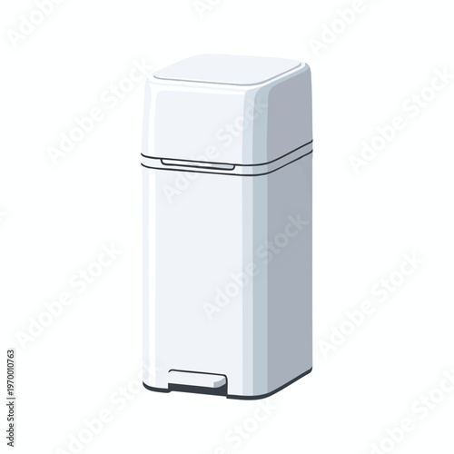 A minimalist, white rectangular pedal bin with a sleek, modern design