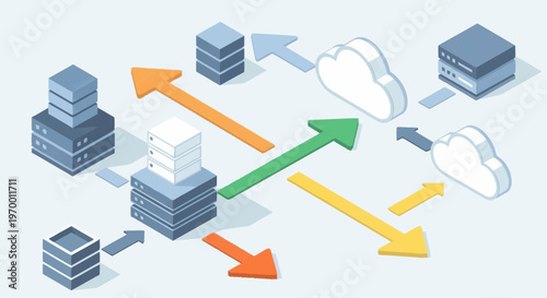 Cloud computing data transfer network diagram.