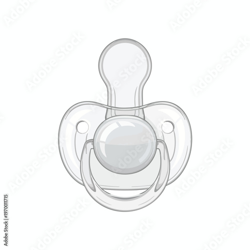 Transparent pacifier with rounded nipple and shield, isolated on white