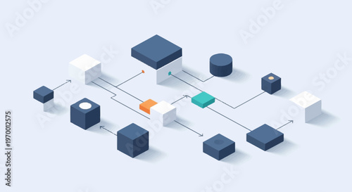 Network connections and data flow.
