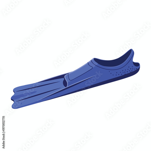 Single dark blue rubber swimming fin with a textured foot enclosure